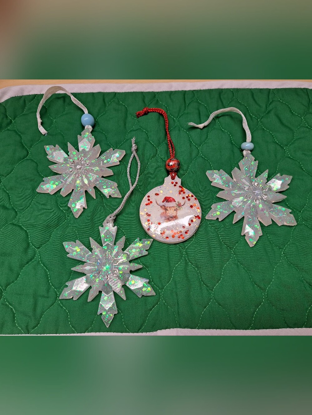 4 RESIN Christmas Ornaments
